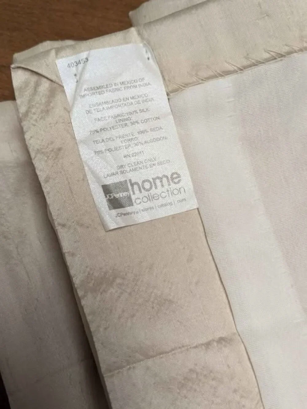 2 J.C. Penny Home 41W x 94L Cream Vintage Lined Rod Pocket Silk Drapes